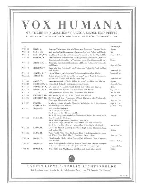 Herr, den ich tief im Herzen trage op.46,1  Für 1-2 Singstimmen, Violine und Klavier  Partitur und Stimmen