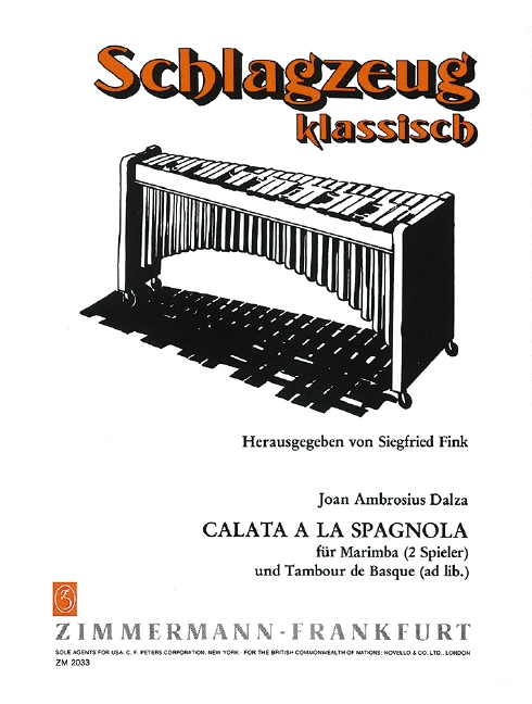 CALATA A LA SPAGNOLA FUER MARIMBA  (2 SPIELER) UND TAMBOUR DE BASQUE  AD LIB.,   2 SPIELPARTITUREN