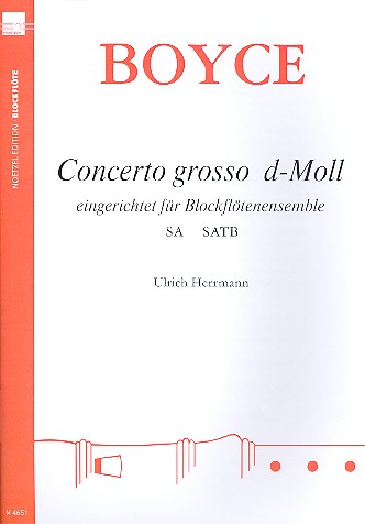 Concerto grosso d-Moll  für Blockflötenensemble (SA Solo/SATB)  Partitur und 5 Stimmen