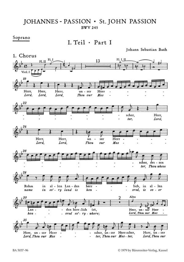 Johannes-Passion BWV245&nbsp;&nbsp;für Soli, Chor, Orchester&nbsp;&nbsp;Sopran