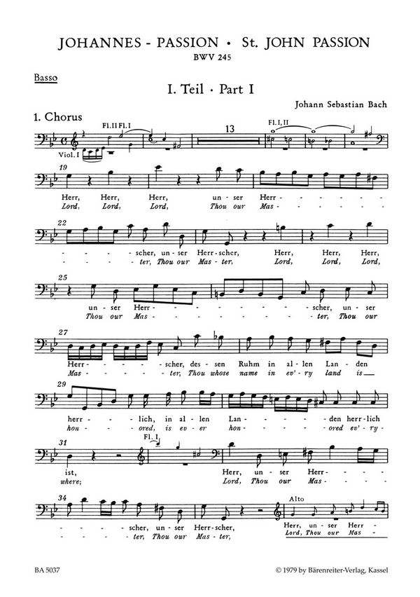 Johannes-Passion BWV245&nbsp;&nbsp;für Soli, Chor, Orchester&nbsp;&nbsp;Bass