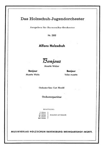 Bonjour  für Akkordeonorchester  Partitur