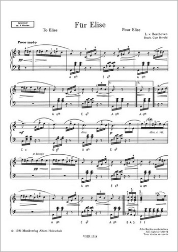 Für Elise&nbsp;&nbsp;für Akkordeon&nbsp;&nbsp;