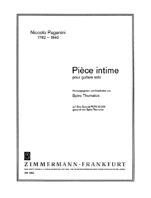 PIECE INTIME POUR GUITARE SOLO&nbsp;&nbsp;THOMATOS, SPIRO, ED.&nbsp;&nbsp;