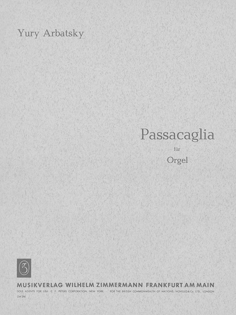 Passacaglia&nbsp;&nbsp;für Orgel&nbsp;&nbsp;
