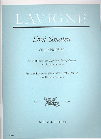 6 Sonaten op.2 Band 2, Nr.4-6  für Altblockflöte und Bc  