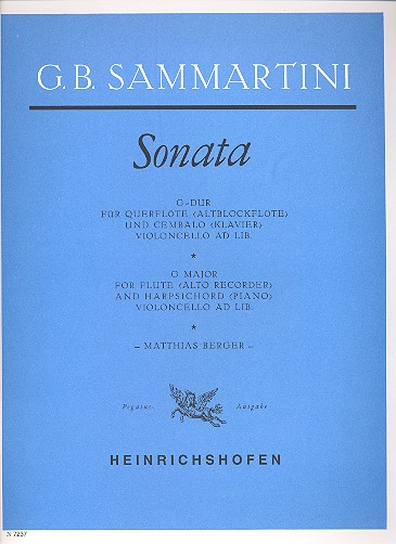 Sonate G-Dur &nbsp;&nbsp;für Flöte (Altblockflöte) und Klavier (Cembalo)&nbsp;&nbsp;