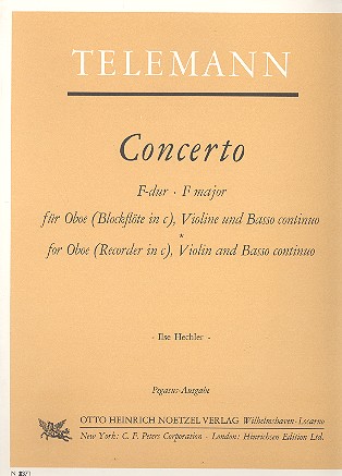 Concerto F-Dur für Oboe, Violine&nbsp;&nbsp;und Bc&nbsp;&nbsp;Partitur und Stimmen