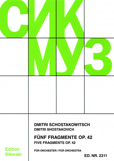 5 Fragmente op.42  für Orchester  Partitur und Stimmen
