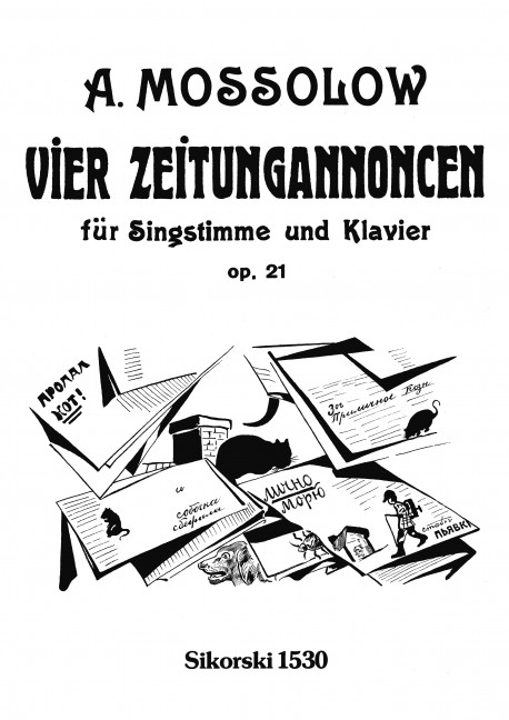 4 Zeitungsannoncen op.21 für  mittlere Singstimme und Klavier  (dt/russ/fr)