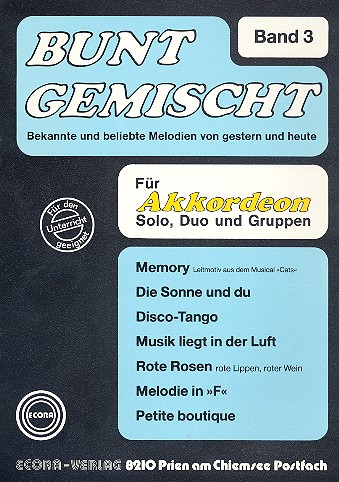 Bunt gemischt Band 3  für Akkordeon (Solo, Duo und Gruppen)  