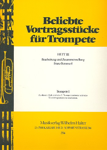 Beliebte Vortragsstücke Band 3  Trompete 1  
