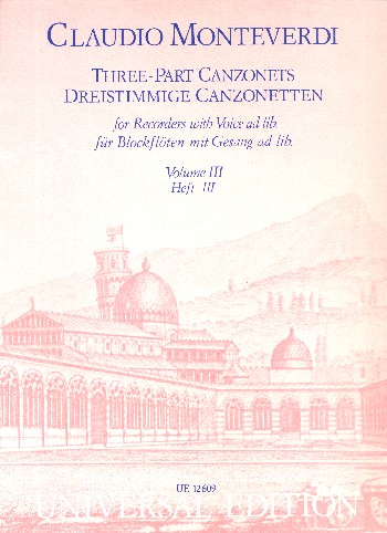 Dreistimmige Canzonetten Band 3&nbsp;&nbsp;für 3 Blockflöten (SAT) (Gesang ad lib)&nbsp;&nbsp;Partitur