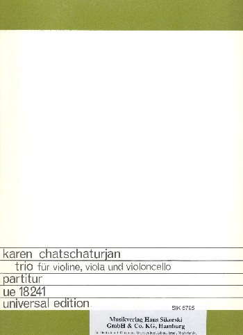 Trio&nbsp;&nbsp;für Violine, Viola undVioloncello&nbsp;&nbsp;Partitur