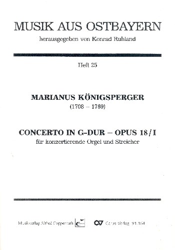 Concerto G-Dur op.18,1  für konzertierende Orgel und Streicher  Partitur