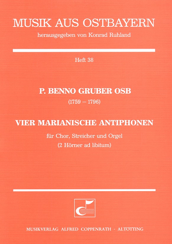 4 marianische Antiphonen:&nbsp;&nbsp;für Chor, Orchester und Orgel&nbsp;&nbsp;Partitur