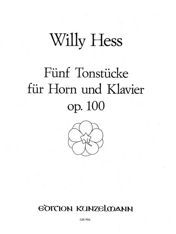5 Tonstücke op.100  für Horn und Klavier  