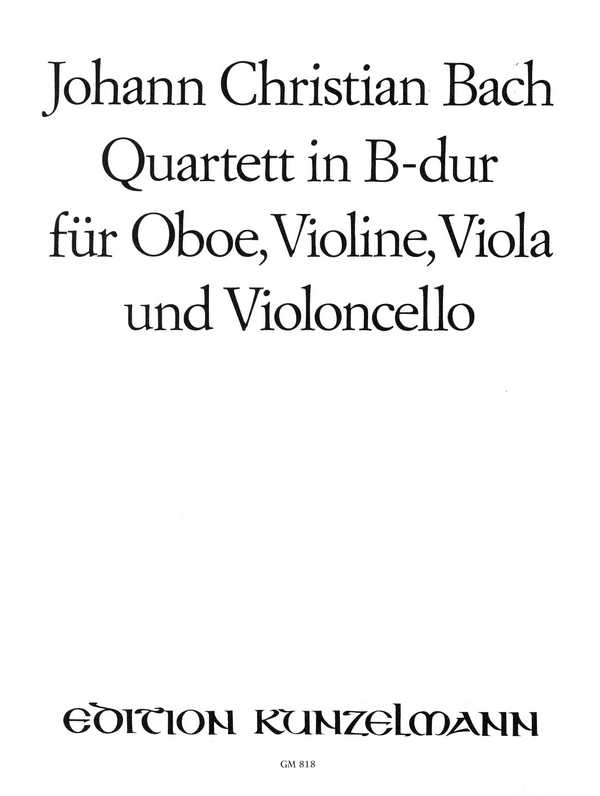 Quartett B-Dur  für Oboe, Violine, Viola und Violoncello  Stimmen