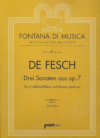 3 Sonaten aus op.7  für 2 Altblockflöten und Bc  