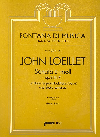 Sonata e-Moll op.3,7  für Flöte (Blockflöte, Oboe) und Bc  Stimmen