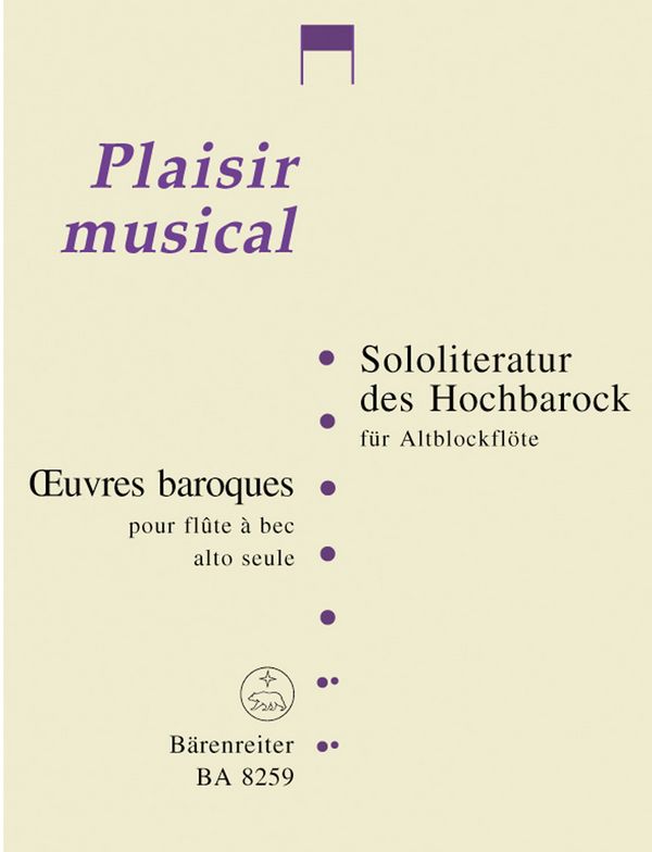 Sololiteratur des Hochbarock&nbsp;&nbsp;für Altblockflöte solo&nbsp;&nbsp;