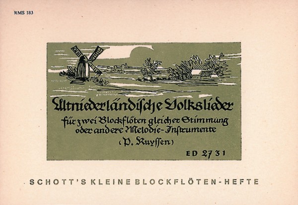 Altniederländische Volkslieder&nbsp;&nbsp;für 2 Blockflöten&nbsp;&nbsp;Spielpartitur