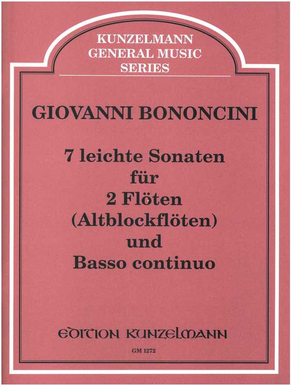 7 leichte Sonaten  für 2 Altblockflöten und Bc  