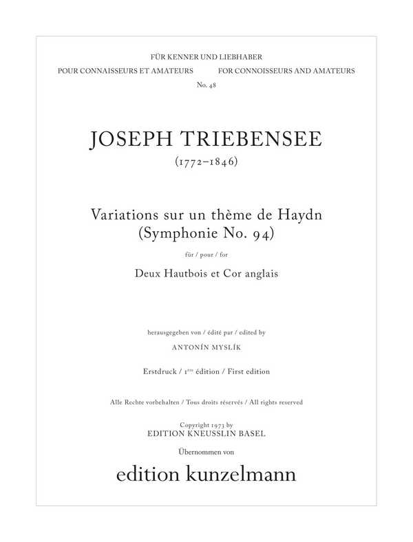 Variations sur un theme de Haydn (symphonie no.94)&nbsp;&nbsp;für 2 Oboen und Englischhorn&nbsp;&nbsp;Stimmen