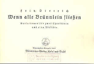 Wenn alle Brünnlein fliessen  Variationen für 2 Flöten und  eine Altflöte
