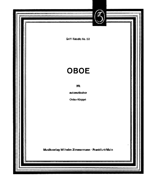 Grifftabelle für Oboe&nbsp;&nbsp;mit automatischer Oktav-Klappe&nbsp;&nbsp;