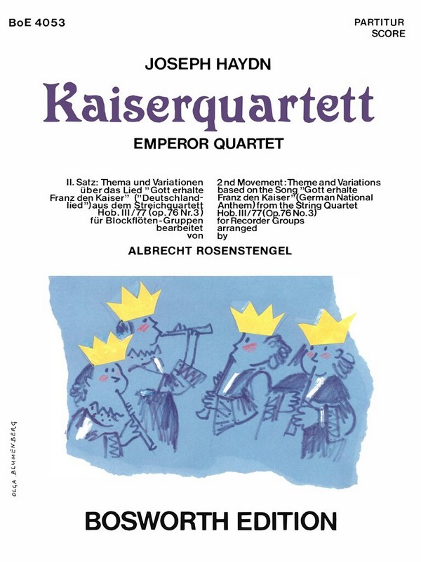Kaiserquartett op.77,3 Hob.III:77  für 4 Blockflöten (SATB)  Partitur und Stimmen