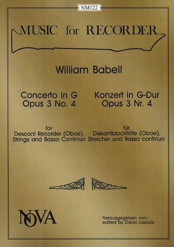 Konzert G-Dur op.3,4 für  Sopranblockflöte (Oboe), Streicher und Bc  5 Spielpartituren