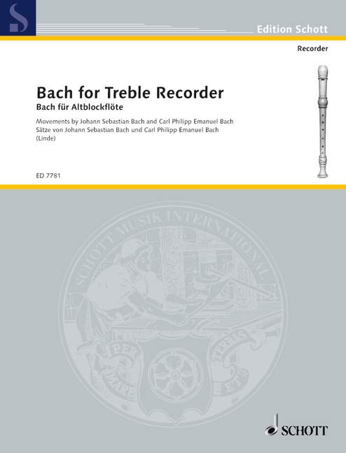 Bach&nbsp;&nbsp;for treble recorder&nbsp;&nbsp;