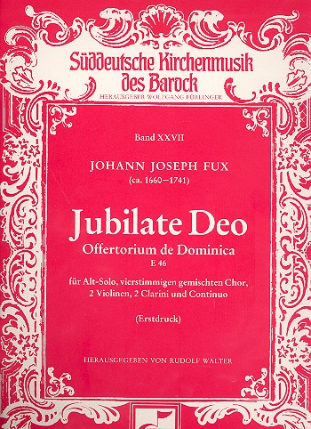 Jubilate deo Offertorium de Dominica e 46  für Alt, Chor, 2 Violinen, 2 Clarini und Bc  