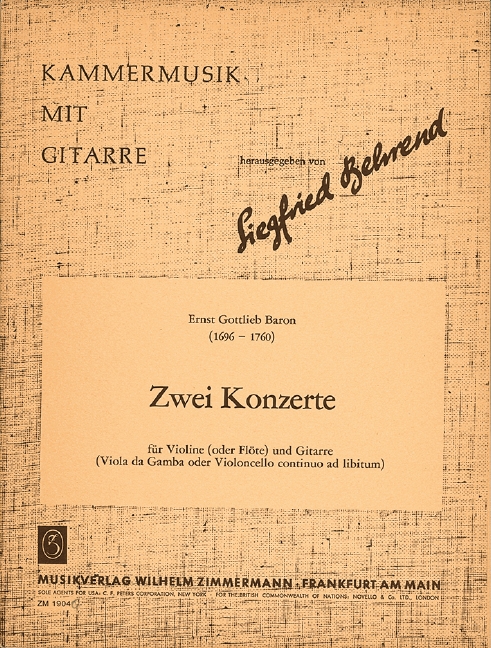 Zwei Konzerte für Violine und Gitarre&nbsp;&nbsp;Behrend, Siegfried, ed.&nbsp;&nbsp;