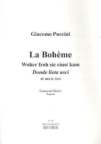 Woher froh sie einst kam aus&nbsp;&nbsp;La Bohème für Sopran und Klavier&nbsp;&nbsp;(dt/it)