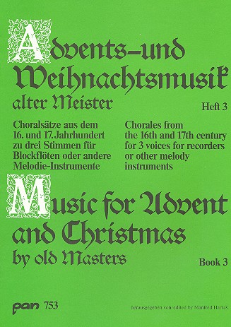 Advents- und Weihnachtsmusik alter  Meister zu 3 Stimmen Band 3  für 3 Blockfloeten (SAT)