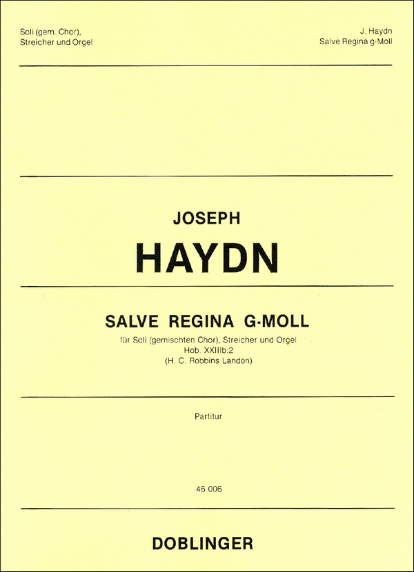Salve regina g-Moll Hob.XXIIIb2&nbsp;&nbsp;für Soloquatrtett, gem Chor, konzertante Orgel und Streicher&nbsp;&nbsp;Partitur
