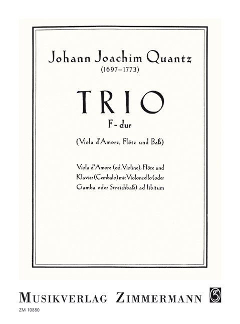 Trio F-Dur für Viola d'amore (Violine), Flöte  und Cembalo (Klavier) (Bc ad lib)  Stimmen,  Reprint