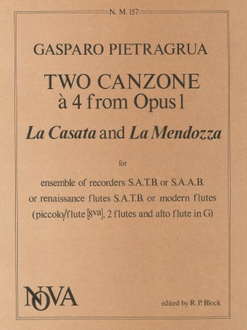 2 Canzone a 4 from op.1  for recorders ensemle satb (saab)  