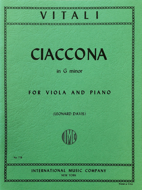 Ciaccona in g minor  for viola and piano  DAVIS, LEONARD, ED