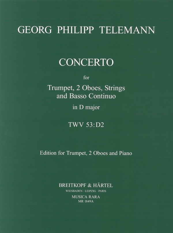 Concerto no.3 in d major&nbsp;&nbsp;for trumpet, 2 oboes, strings, bc&nbsp;&nbsp;for trumpet, 2 oboes and piano