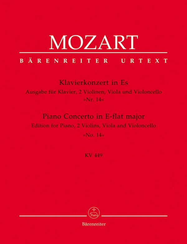 Konzert Es-Dur KV449 für&nbsp;&nbsp;Klavier und Orchester für&nbsp;&nbsp;Klavier und Streichquartett