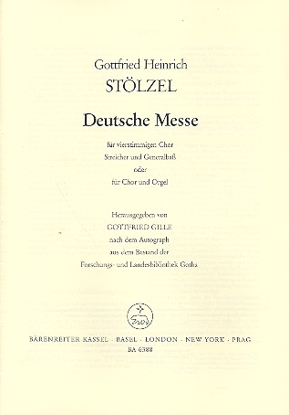 Deutsche Messe für SATB-Chor,&nbsp;&nbsp;Streicher und Generalbass oder für&nbsp;&nbsp;Chor und Orgel