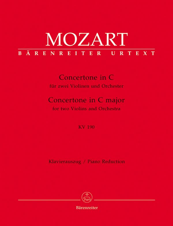 Concertone C-Dur KV190 für&nbsp;&nbsp;2 Violinen und Orchester&nbsp;&nbsp;für 2 Violinen und Klavier