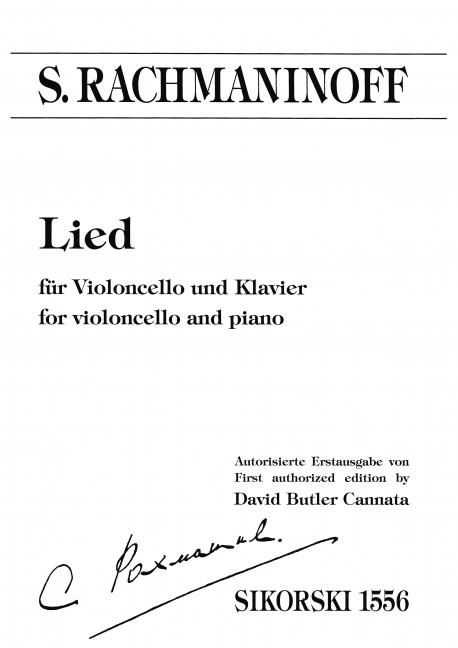 Lied  für Violoncello und Klavier  autorisierte Erstausgabe von David Butler Cannata