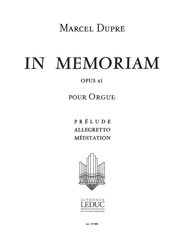 In memoriam op.61 vol.1  pour orgue  
