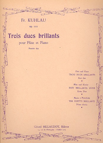 Trois duos brillants sib majeur op.110,1&nbsp;&nbsp;pour flute et piano&nbsp;&nbsp;
