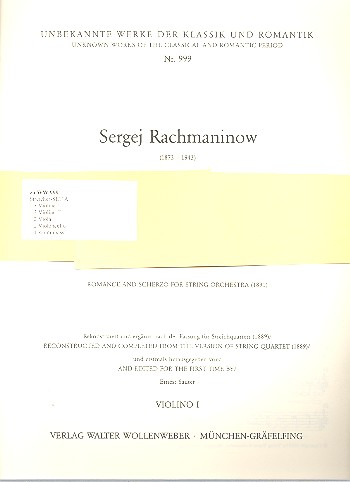 Romanze und Scherzo  für Streichorchester  Stimmenset (3-3-2-2-1)