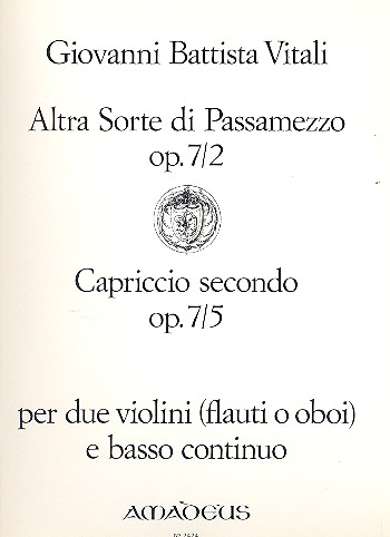 Altra sorte di passamezzo  und  Capriccio secondo für 2 Violinen  (Blockflöten, Oboen) und Klavier